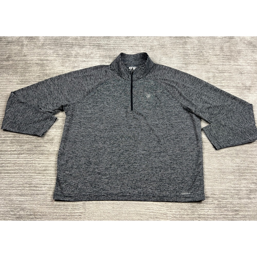 SB Tech Pullover Mens XXL Black Striped CoolPlay 1/4 Zip Athletic Space Dye Top